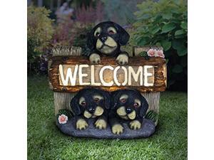 exhart light-up dog statue welcome sign - outdoor welcome signs for porch w/led lights & 3 puppies - dogs solar lights outdoor - weather resistant resin dog garden decor - 10.5? l exhart light-up dog statue welcome sign - outdoor welcome signs for porch w/led lights & 3 puppies - dogs solar lights outdoor - weather resistant resin dog garden decor - 10.5? l