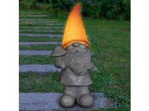 exhart happy gnome statue w/solar led peach hat light - indoor/outdoor garden gnome dcor - hand painted, uv-treated & weather-resistant gnome decoration yard, lawn or patio, (5? x exhart happy gnome statue w/solar led peach hat light - indoor/outdoor garden gnome dcor - hand painted, uv-treated & weather-resistant gnome decoration yard, lawn or patio, (5? x
