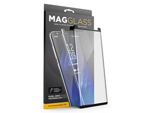 [case compatible] galaxy s9 plus tempered glass screen protector, magglass (xt90 scratchproof/shatterproof) reinforced screen guard w/pixel grid technology (includes precision appl