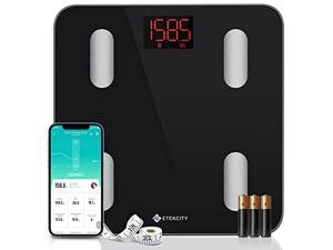 etekcity scales for body weight, bathroom digital weight scale for body fat, smart bluetooth scale for bmi, and weight loss, sync 13 data with other fitness apps, black, 11x11 inch