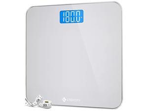 Etekcity Digital Body Weight Bathroom Scale with Body Tape Measure and Round Corner Design, Large Blue LCD Backlight Display, High Precision Measurements, 400 Pounds