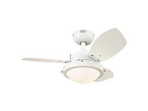 westinghouse lighting 7233300 wengue indoor ceiling fan with light, 30 inch, white