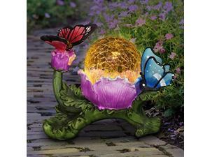 exhart hummingbird figurine w/solar powered led purple light crackle glass orb - cute hummingbird decoration for lawn or patio - durable weather-resistant & uv-treated outdoor gard exhart hummingbird figurine w/solar powered led purple light crackle glass orb - cute hummingbird decoration for lawn or patio - durable weather-resistant & uv-treated outdoor gard