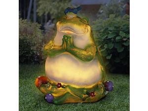 exhart garden frog w/bird statue - outdoor yard art dcor w/solar powered led lights within frog - durable weather-resistant & hand painted for lawn & patio dcor, (7.5? x 9.5? x 10. exhart garden frog w/bird statue - outdoor yard art dcor w/solar powered led lights within frog - durable weather-resistant & hand painted for lawn & patio dcor, (7.5? x 9.5? x 10.