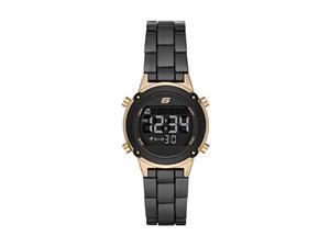 skechers women's hollyglen quartz metal casual sports digital watch, color: black/gold (model: sr6175)