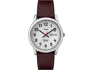 timex men's t20041 easy reader 35mm brown leather strap watch