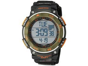armitron sport men's 40/8377dgn olive green accented digital chronograph black neoprene strap watch