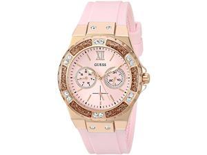 guess women's stainless steel japanese quartz watch with silicone strap, pink (model: u1053l3)