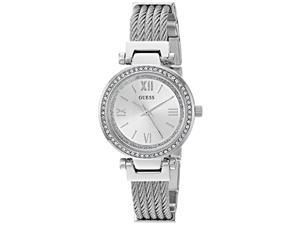 guess women's quartz watch with stainless-steel strap, silver (model: u1009l1)