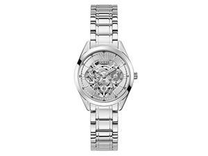 guess women quartz watch with stainless steel strap, silver, 16 (model: gw0253l1)