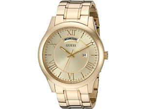 guess gold-tone stainless steel bracelet watch with day + date. color: gold-tone (model: u0791g2)