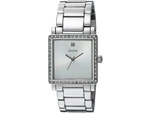 guess women's u0914l1 dressy silver-tone watch with white dial , crystal-accented bezel and stainless steel pilot buckle guess women's u0914l1 dressy silver-tone watch with white dial , crystal-accented bezel and stainless steel pilot buckle