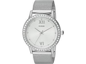 guess women's stainless steel crystal mesh bracelet watch, color: silver-tone (model: u0766l1) guess women's stainless steel crystal mesh bracelet watch, color: silver-tone (model: u0766l1)