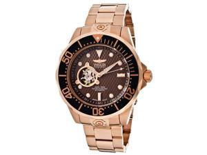 invicta men's 13713 pro diver automatic brown textured dial 18k rose gold ion-plated watch