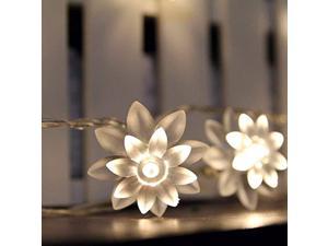 er chen battery operated indoor and outdoor 60 led lotus flower fairy lights on 22ft pvc string with timer,for chrismas, party, wedding, patio, garden decor(warm white)