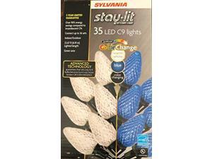 sylvania stay-lit platinum indoor/outdoor christmas light (35 led c9 lights- warm white - blue - color changing)