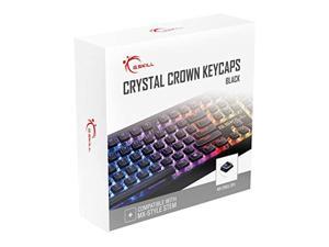 g.skill crystal crown keycaps - keycap set with transparent layer for mechanical keyboards, full 104 key, standard ansi 104 english (us) layout - black