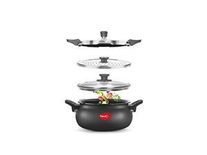 pigeon - hard anodized all-in-one super cooker - nonstick - 5 liter stove top pressure cooker, steamer, cooking pot