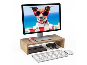 wood monitor riser stand computer riser stand desktop printer screen holder with cable clip organize desk for home office (natural) wood monitor riser stand computer riser stand desktop printer screen holder with cable clip organize desk for home office (natural)