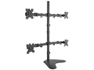 mount-it! quad monitor stand | height adjustable free standing 4 screen mount | fits monitors up to 32 inches | black, steel | mi-2784