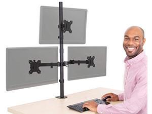 stand steady 3 monitor mount desk stand | height adjustable triple monitor stand with desk clamp| full articulation vesa mount fits most lcd/led monitors 13-32 inches (3 arm clamp)