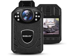 boblov kj21 body camera 1296p body wearable camera support memory expand max 128g 8-10hours recording police body camera lightweight and portable easy to operate clear nightvision (128gb)