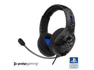 pdp gaming lvl50 wired headset with noise cancelling microphone: black camo - ps5/ps4