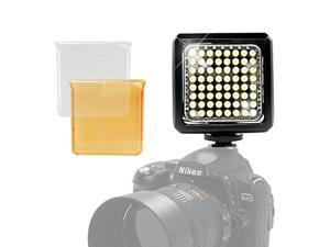 limostudio portable led photo / video light, mountable on any camera, bright continuous light with white and yellow filters plus hot shoe mount for photography and photo studio, agg1989v2