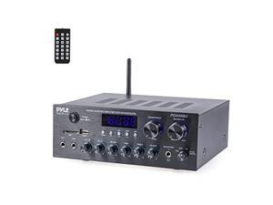 RCA USB Pyle Bluetooth Home Audio Amplifier Receiver Stereo 300W Dual Channel Sound Audio System w/MP3 MIC FM for Home Theater Speakers Studio Reverb Delay SD LED PDA69BU Headphone AUX 