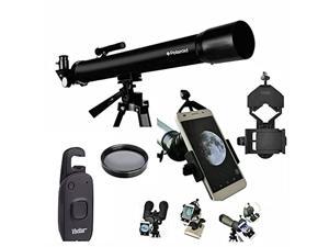 polaroid polaroid 168/525 refractor telescope + full size tripod azimuth and altitude for lunar star and planetary observation smart phone mount remote shutter moon filter star chart +3x barlow lens
