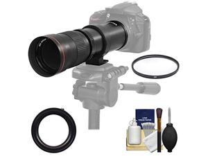 vivitar 420-800mm f/8.3 telephoto zoom lens (t mount) with filter + kit for nikon dslr cameras