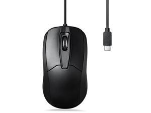 perixx perimice-209c usb type c wired optical mouse - 5.9 ft cable - 1000 dpi - black, (11994)