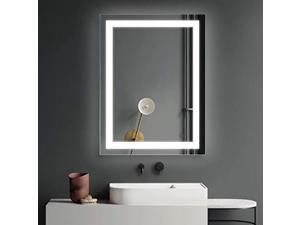 exbrite led bathroom mirror with light, 24 x 32 inch dimmable anti-fog wall mounted vanity mirror, cri 90+, color temperature 5000k (horizontal/vertical install)