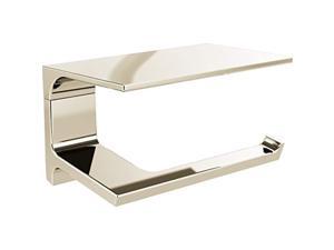 delta pivotal toilet paper holder with shelf, polished nickel, bathroom accessories, 79956-pn