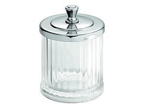 idesign alston bathroom vanity canister jar for cotton balls, swabs, cosmetic pads - clear/chrome