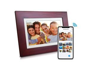 digital photo frame, eco4life 8 inch wifi smart frame with 16gb storage 1280x800 hd ips display wireless photo sharing via app, work with alexa, for friends and family