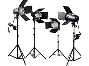 limostudio 4 sets continuous barndoor lighting stand kit with dimmer switch photography photo studio, agg2484