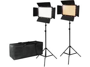 limostudio [2 pack] 500 led light panel with barndoor, led display screen, photographic light, studio lighting kit, with light stand tripod, photo/video studio, agg2226