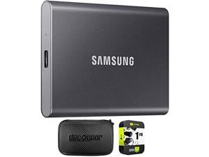 samsung mu-pc2t0t/am portable ssd t7 usb 3.2 2tb gray bundle with deco gear hard eva case with zipper for tablets and gps 6 inch and 1 yr cps enhanced protection pack