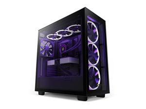 nzxt h7 elite - cm-h71eb-01 - atx mid tower pc gaming case - front i/o usb type-c port - quick-release tempered glass side panel - vertical gpu mount - integrated rgb lighting - black