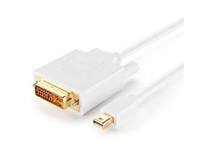 tnp mini displayport to dvi adapter cable (10ft) - thunderbolt 2 compatible male mdp to dvi video converter connector cord wire plug supports 1080p full hd resolution - white