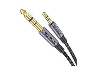 moswag 6.35mm male to 3.5mm male trs stereo audio cable 3.28ft/1meter with zinc alloy housing and nylon braid compatible for ipod laptop home theater devices amplifiers and more