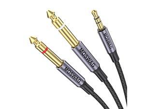 moswag 3.5mm 1/8" trs to 2 x 6.35mm 1/4" ts mono y cable 3.28ft/1meter splitter cable compatible with phone,ipod,laptop,cd players,power amplifier,mixer,home stereo systems