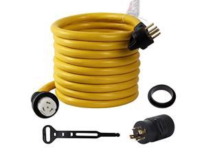 30ft 14-50p to ss2-50r 120v/240v 50 amp stow w/l14-30p to 14-50r power cord adapter combo kit 4 prong male to 4 prong twist lock receptacle generator rv marine shore boat power extension cord