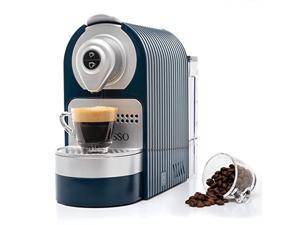 mixpresso espresso machine for nespresso compatible capsule, single serve coffee maker programmable buttons for espresso pods, premium italian 19 bar high pressure pump 27oz 1400w (blue with silver)