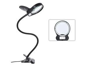 magnifying glass lamp 3x 10x,stepless dimmable led magnifying lamp with dust cover metal clamp,adjustable led magnifier with light and stand for crafts reading workbench close work