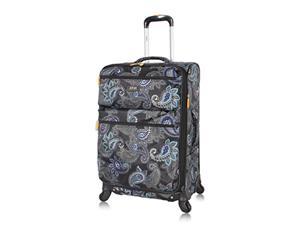 Large 28 Inch Expandable Softside Suitcase Nicole Miller New York Designer Luggage Collection Lightweight Checked Bag With 4-Rolling Spinner Wheels Paige Navy 