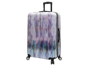 steve madden 28 inch checked luggage collection - scratch resistant (abs + pc) hardside suitcase - designer lightweight bag with 8-rolling spinner wheels (diamond)