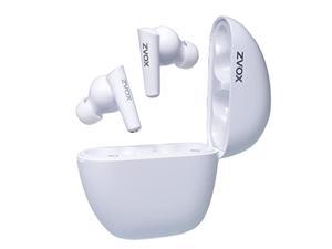 zvox true wireless earbuds with accuvoice technology - voice-clarifying, noise-canceling bluetooth wireless headphones, av30 connect to multiple devices, earbuds wireless bluetooth - white