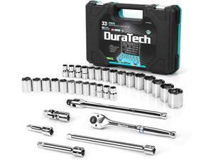 DURATECH 1/2" Drive Socket Set, 33-piece, Including Metric/SAE Sockets, 1/2-Inch Ratchet, Breaker Bar and Socket Adapters DURATECH 1/2" Drive Socket Set, 33-piece, Including Metric/SAE Sockets, 1/2-Inch Ratchet, Breaker Bar and Socket Adapters